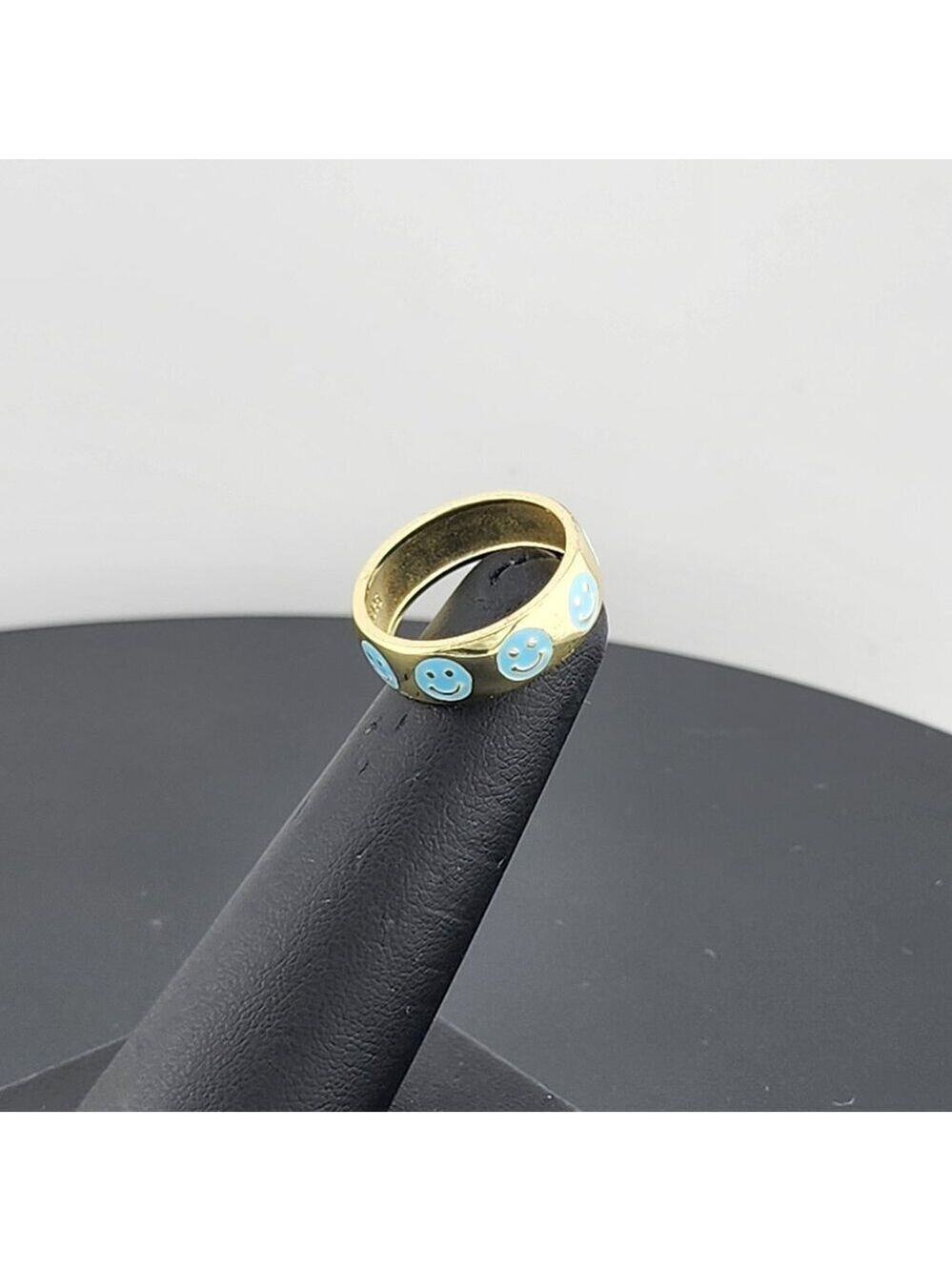 Happy Vibes: 925 Silver Blue Smiley Face Ring
